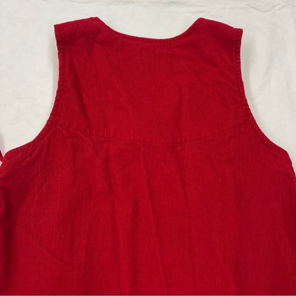 Hanna Andersson Girls Red Sleeveless Corduroy Wrap Dress Size 130/8 Vtg Cotton - Picture 6 of 8